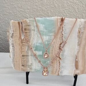 NWT Givenchy Rose Tone Layered Pear Necklace